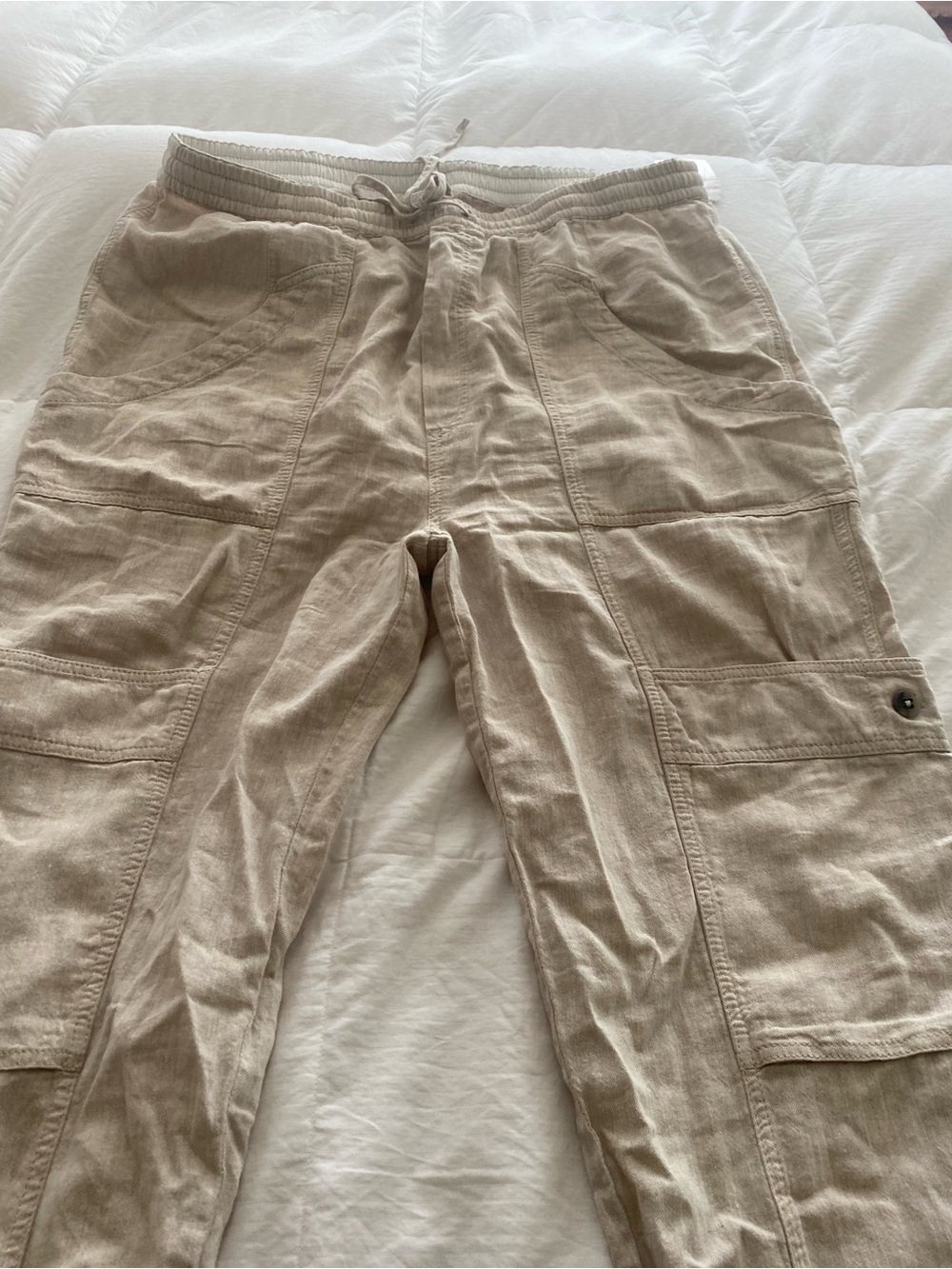Womens Free People Brand new with tags Beige Cargo Pants with Drawstring Waist